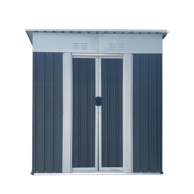 5ft X 3ft Grey Aluminum Alloy Pent Roof Shed With Sliding Door, Ventilated Weather-resistant Outdoor Storage For Tools Bikes Garden