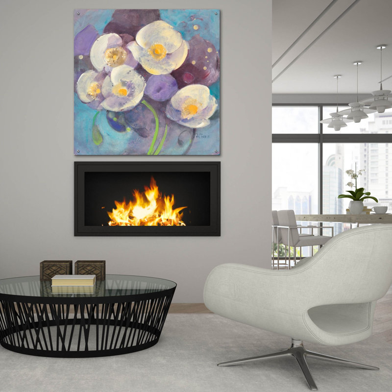 Art mural en verre Papaver 2 'par Albena Hristova, H 36 po x l 36 po x P 0,2 po