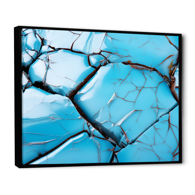 Noir et bleu Tide Tilt - art mural géométrique, Cadre flottant noir, H 30 po x l 40 po x P 1,5 po
