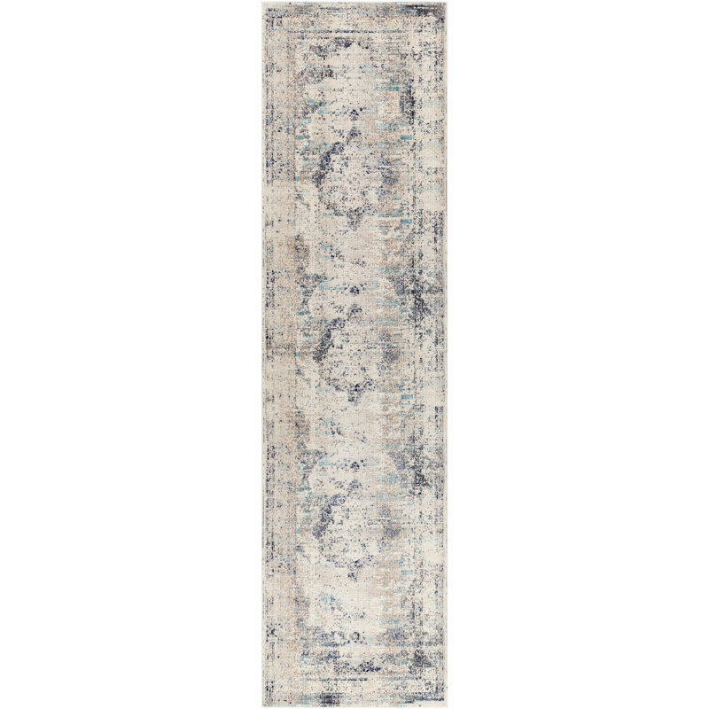 Tapis turquoise / bleu marine Amandeep, Rectangulaire 5 pi x 7 pi 10 po