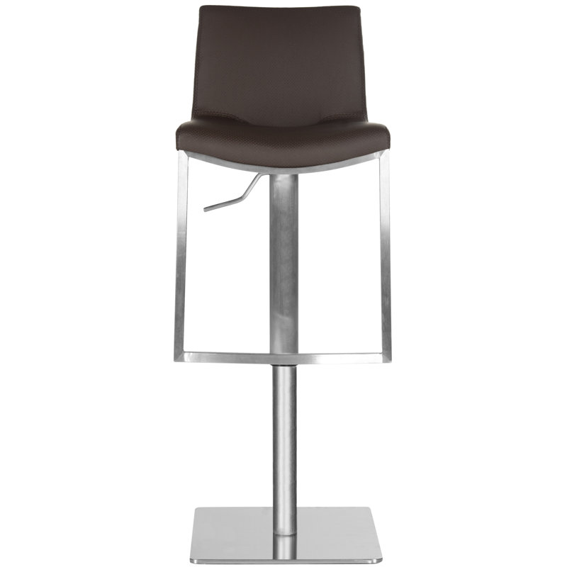 Lettia Swivel Upholstered Adjustable Height Counter Stool with Metal Frame, Brown