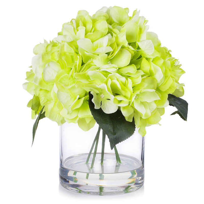 Hortensias en vase, Vert