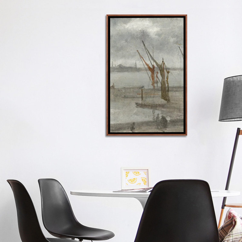 Chelsea Wharf - impression d'art mural, 40 po x 26 po, Toile avec cadre, Brun