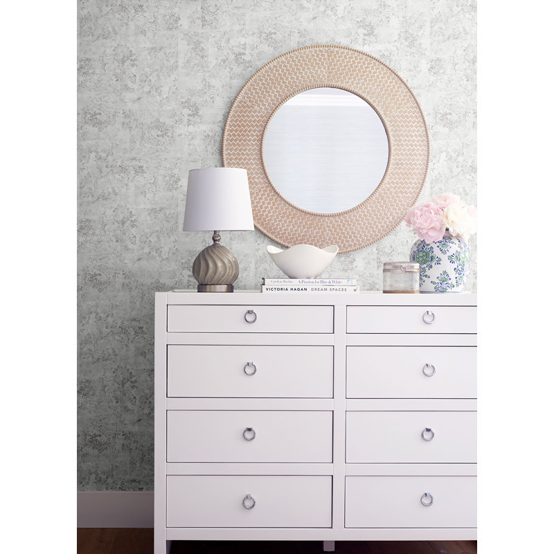 Gray Resource Floral Metallic Wallpaper Roll, Dove