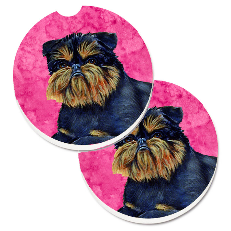 Sous-verre barbu collie voiture, Griffon bruxellois noir