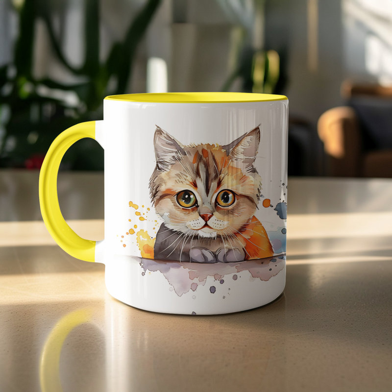 Ceramic Coffee Mug, Yellow, 3