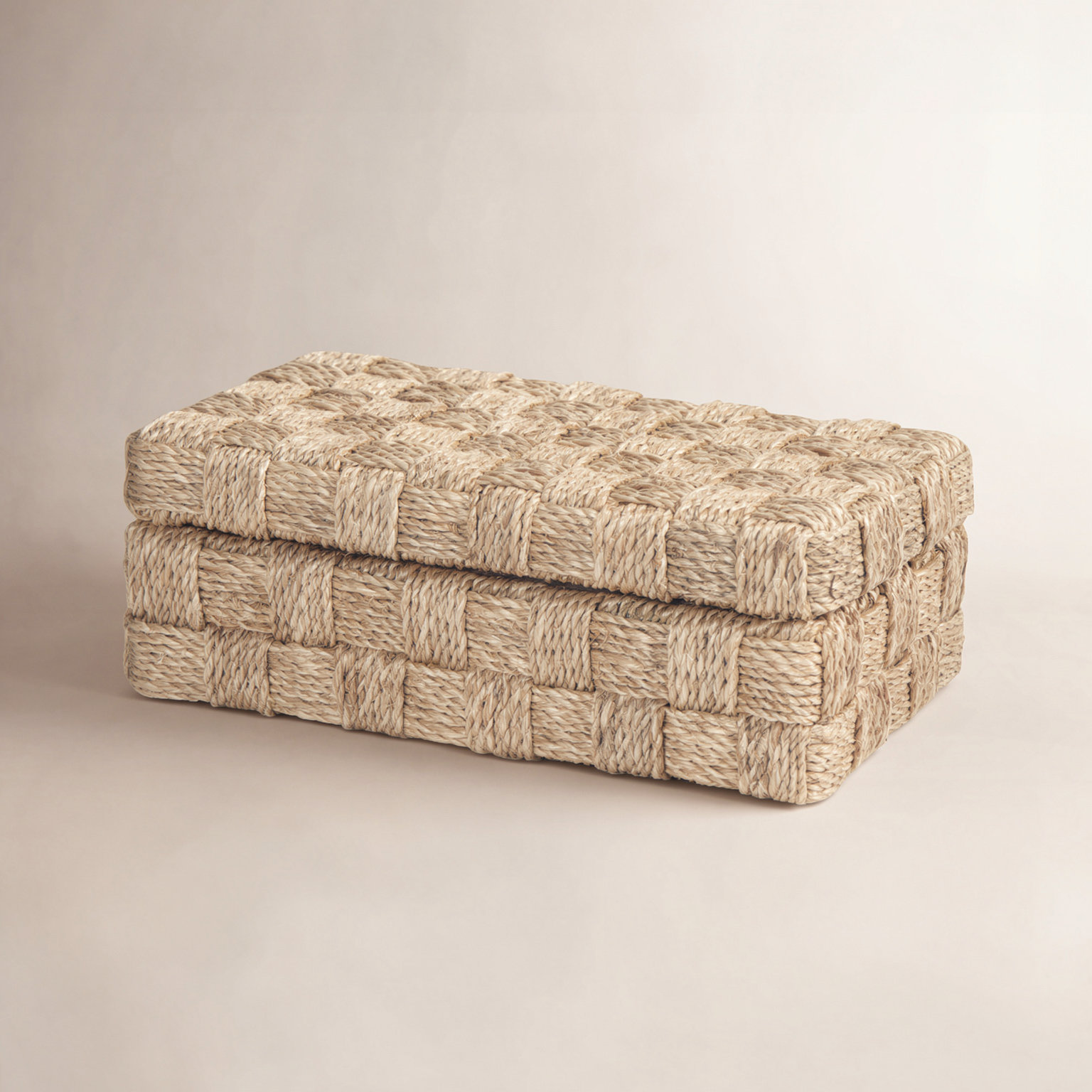 Abaca Rope Decorative Box, 4" H x 10.75" W x 6.5" D