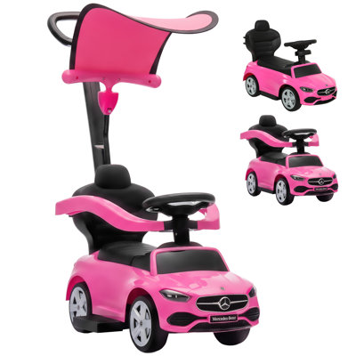 HOMCOM 4 in 1 Licensed Mercedes-Benz Ride on Push Car with Canopy