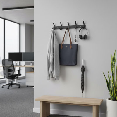 17" Brushed Gold Stainless Steel Coat Rack - 6 Double Hooks | Entryway Bathroom Home Organizer