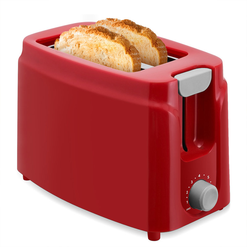 2 Slice Stainless Steel Toaster, LCD Display, Touch Button, 1.13" Wide Slot, Rouge