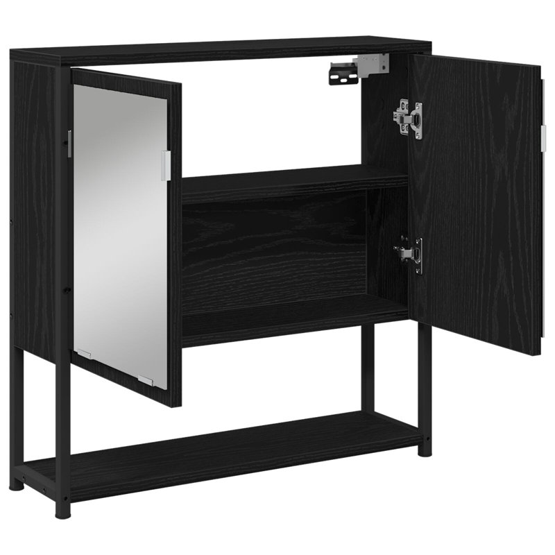 W H Medicine Cabinet Mirror, Black Oak
