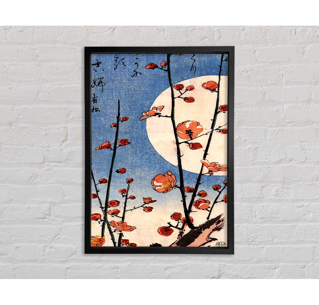 Blühender Pflaumenbaum mit Vollmond von Hiroshige - Einzelbildrahmen Kunstdrucke auf Leinwand