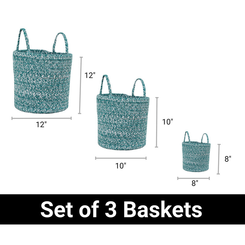 Ensemble de paniers en tissu 3 pièces Rustica, Vert