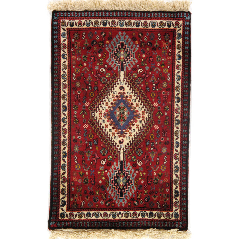 Tapis persan classique noué à la main rouge / malibu / ivoire / beige 2 pi x 3 pi 5 po