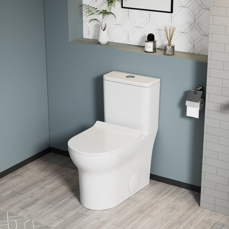 1.1/1.6 GPF Elongated One-Piece Toilet 16.3 ADA Height Floor Mounted With Soft Close Seat, CUPC Watersense Cetified, Ceramic, White