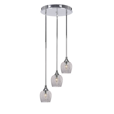 Luminaire suspendu suspendu en grappe 3 lumières avec verre à bulles 6 po Empire