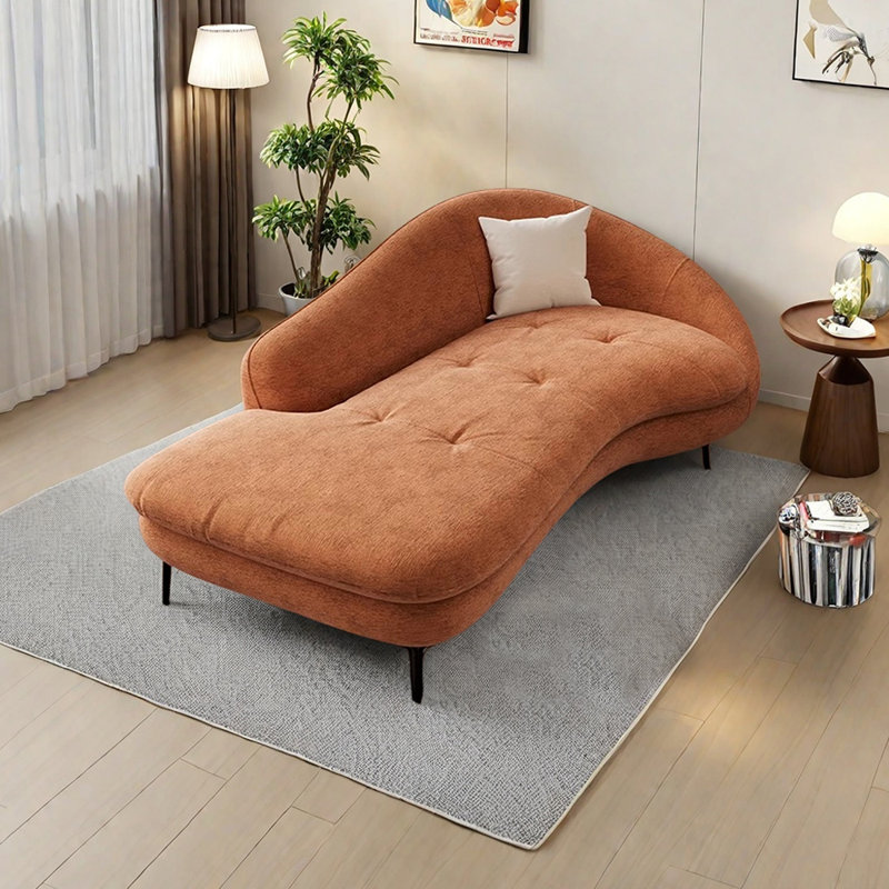 Éponge ergonomique et fauteuil inclinable en bois massif, Face à la droite, Chenille orange