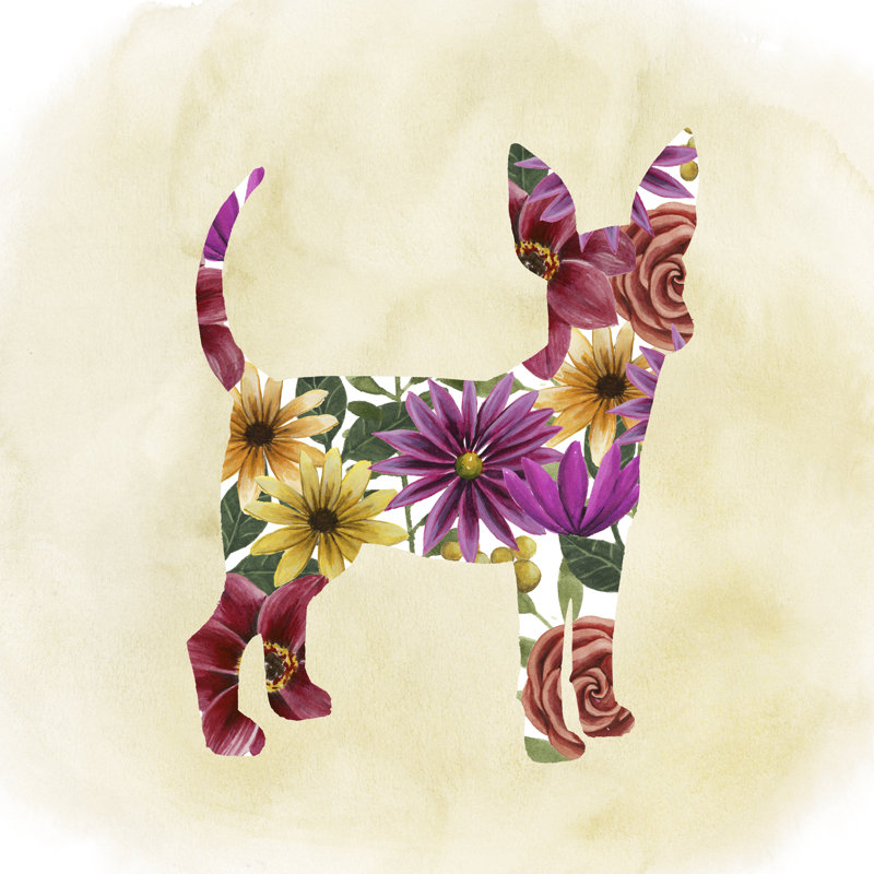 Flower Power Pup I - Wrapped Canvas Print, 122cm H x 122cm W