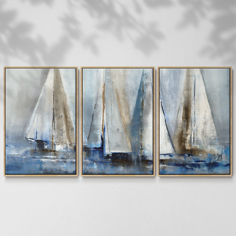 " Quiet Wind II " 3 - Pieces, 36" H x 75" W x 2" D, Natural