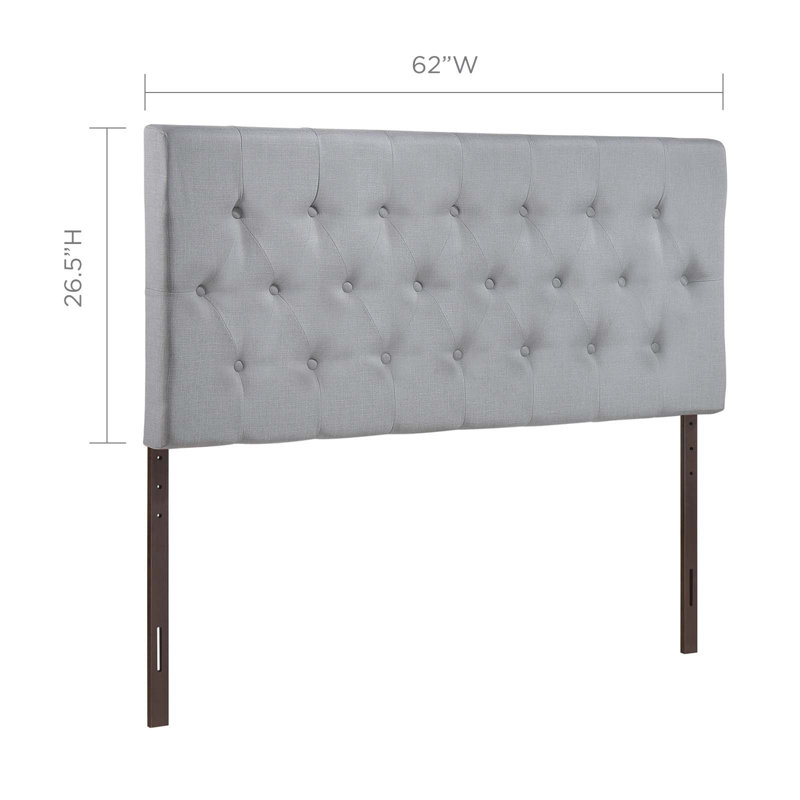 Tête de lit tapissier capitonné Clique, Grand, Gris