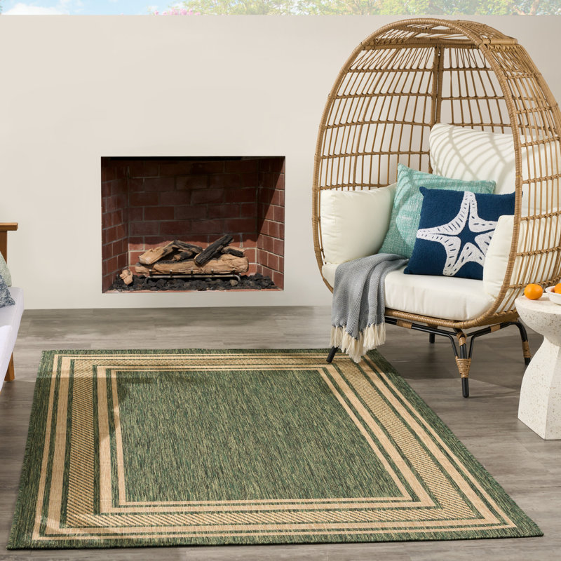 Tapis intérieur / extérieur moderne Horizon, Rectangle 4pi x 6 pi, Vert