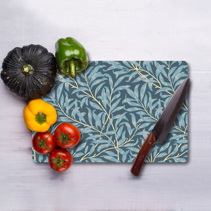 Flourish Premium Tempered Glass Cutting Board, 9.8 x 13.8 inches | 100% Antibacterial, Easy Clean, Non-Slip Silicone Feet | Durable Kitchen Essential for Safe Food Preparation, Stylish and Functional Design