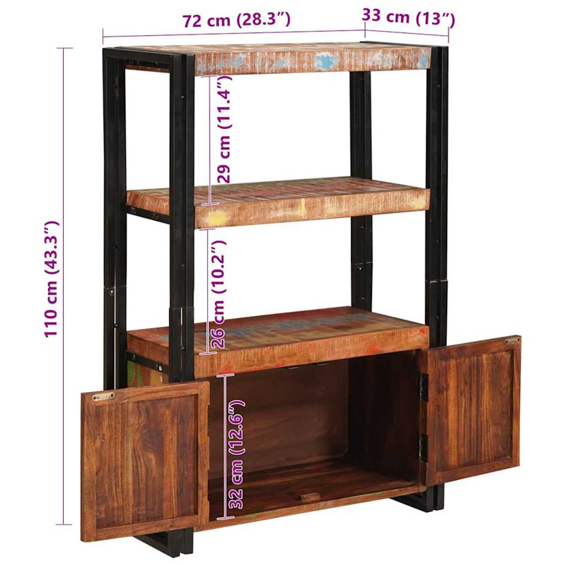 110cm H x 72cm W Metal Book Cabinet Bookcase, Dark Brown