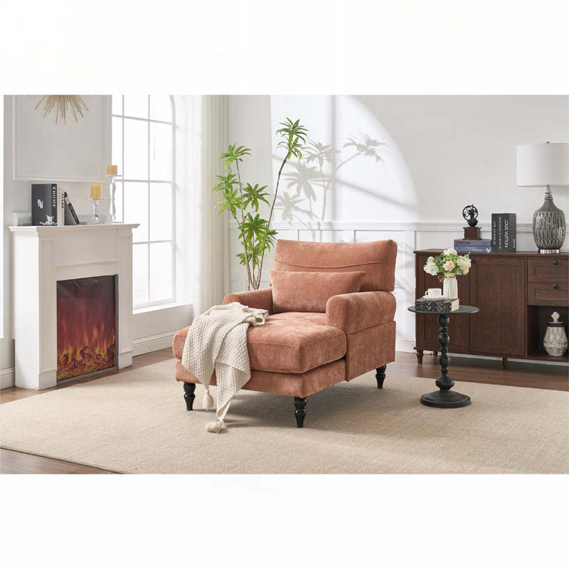 Chaise longue d'intérieur rembourrée, Orange