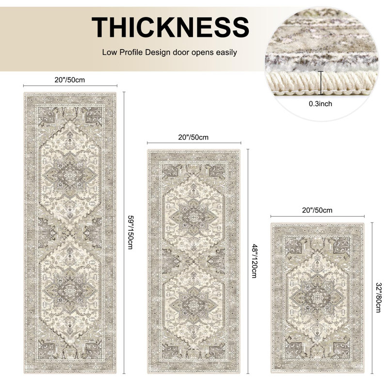 Ensemble de 3 tapis de cuisine antidérapants Boho pour la cuisine