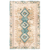 Hand Knotted Wool Oriental Area Rug in Pink/Blue