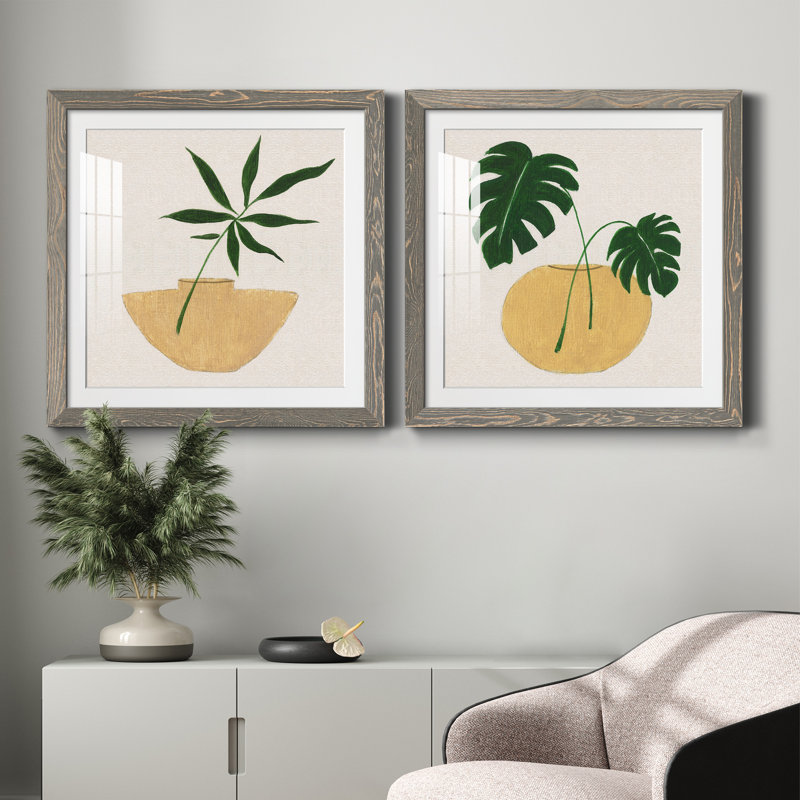 Simple Nature I - ensemble de 2 peintures, H 31,5 po x l 63 po x P 1,5 po, Cadre en papier gris