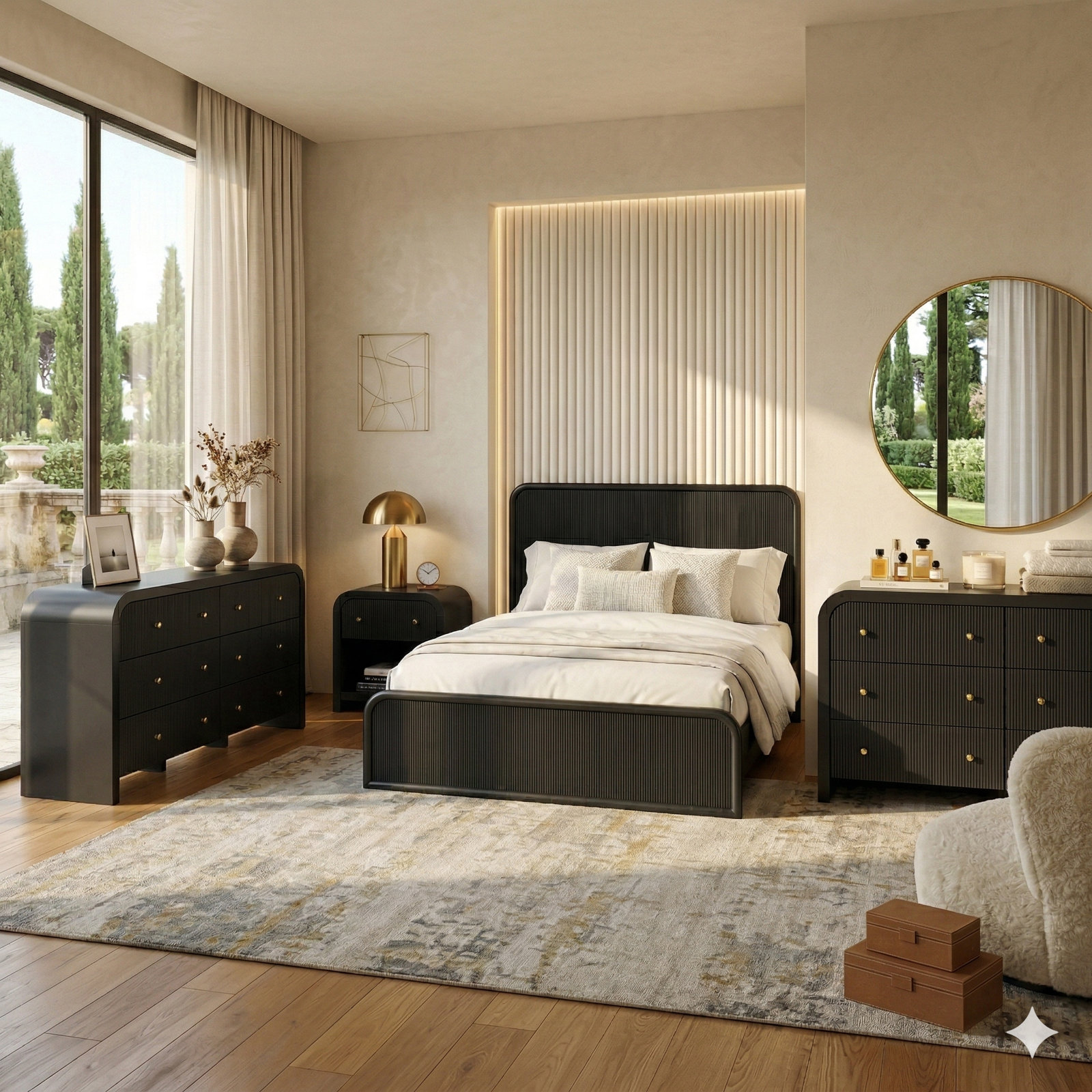 Liabella 6 Drawer 62" W Dresser, Black