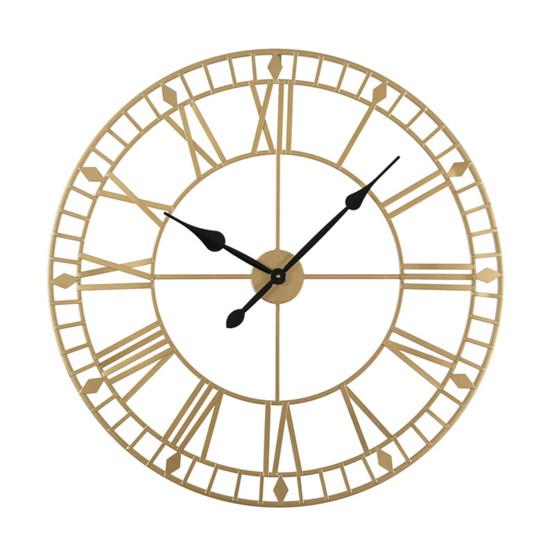 Elienor Iron Wall Clock, 80cm H x 80cm W x 4cm D, Gold