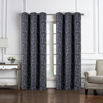 Kinnard Embroidered Branches Privacy Window Curtain