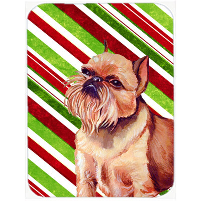 The Holiday Aisle Brussels Griffon Candy Cane Holiday Christmas Glass Cutting Board