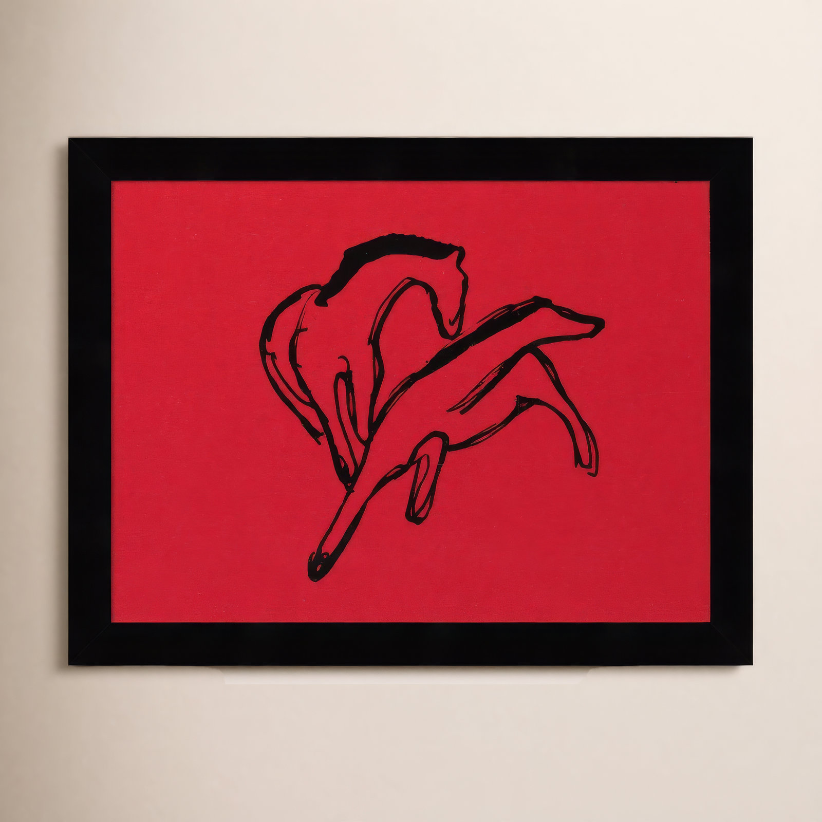 Two Horses Print by Franz Marc, Black, 10" H x 13" W