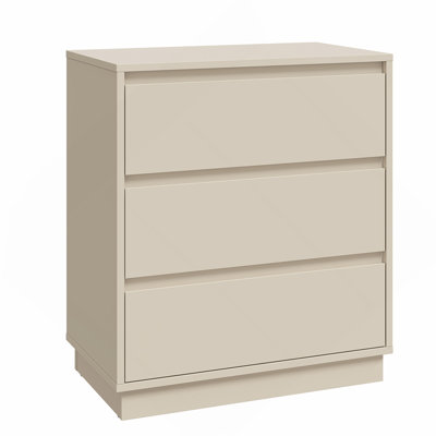 Grand ensemble de 2 commodes à 3 tiroirs, table de chevet moderne pour chambre à coucher, table de chevet large avec système coulissant dissimulé, commode en bois pour le salon, vestibule, beige