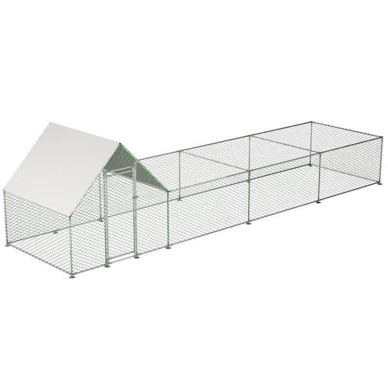 Enclos pour poulets de 26 po x l 6,7 po x l 6,6 pi avec structure en métal et couvercle imperméable en fil de fer galvanisé