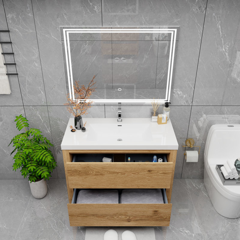 Meuble-lavabo simple avec plateau 41,5 po Cassopolis, Bois jaune