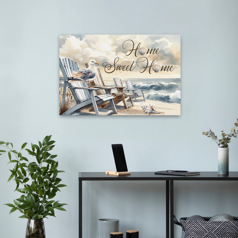 Coastal Home Sweet Home - Chaises de plage côtières Adirondack Art, H 24 po x l 16 po