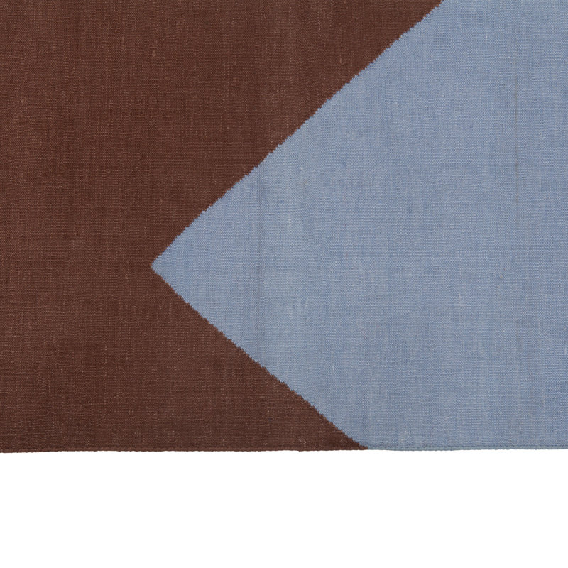 Blue & Brown Chevron Dhurrie Cotton Rug - 10' x 14'13"