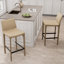 Tabouret de bar H 26 po entièrement assemblé, tabouret de bar rembourré en cuir Saddle avec siège rembourré, tabouret de bar à hauteur de comptoir avec repose-pieds à structure métallique pour comptoir de bar pour îlot de cuisine, kaki-2110765623-2110896978
