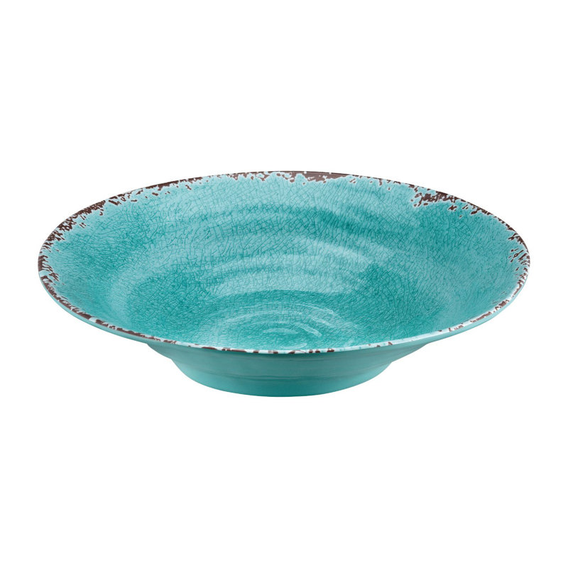 Turquoise Crackle Melamine Serving Bowl for Indoor/Outdoor Use