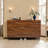 Walnut MDF Buffet Cabinet, 59"L x 16"D x 33"H, Geometric Carved Storage Credenza with Metal Legs