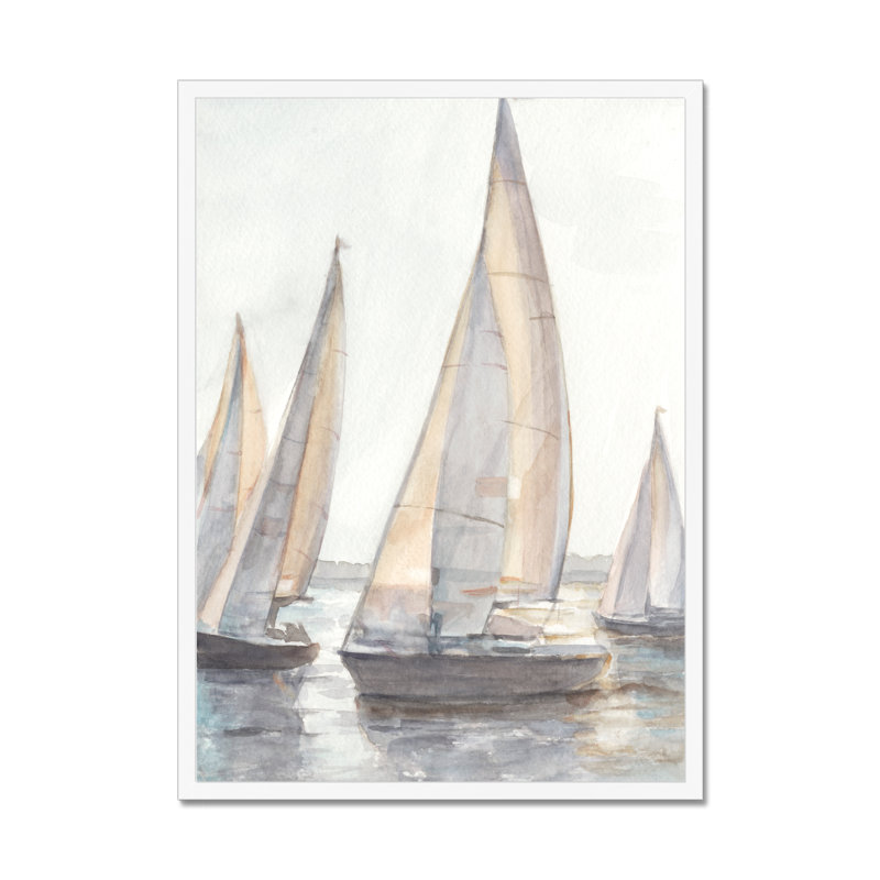 Plein Air Sailboats I 1 Piece Painting, 34cm H x 24cm W, White Framed Paper Print