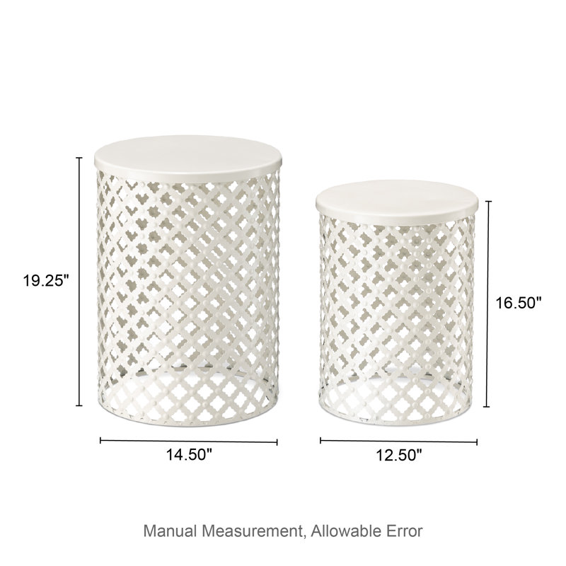 Iron Garden Stool, White