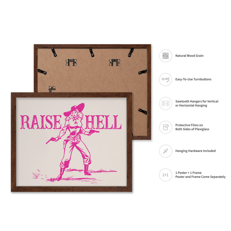Raise Hell No2, Poster, 12"H x 16"W, Brown Framed