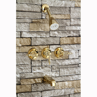 Kingston Brass Knight Triple-Handle Tub and Shower Faucet