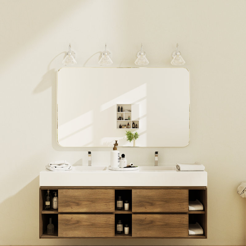 Miroir de salle de bain en aluminium, 36 po x 60 po, Argent argent
