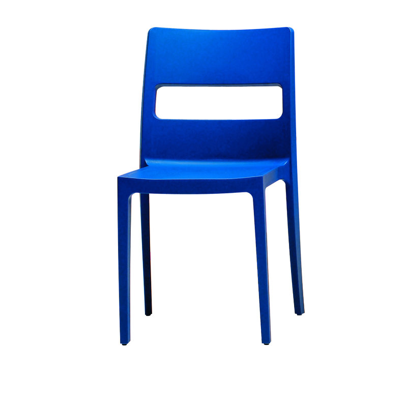 Castor Stacking Patio Dining Side Chair, Blue